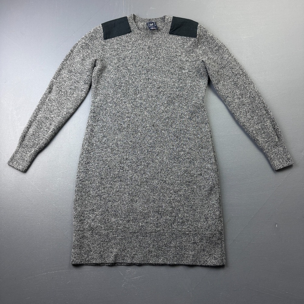 GAP Women's Small Gray Merino Wool Sweater Dress Long Sleeve Knit Casual Classic